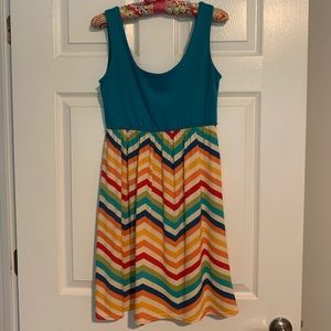 Judith March turquoise and chevron dress